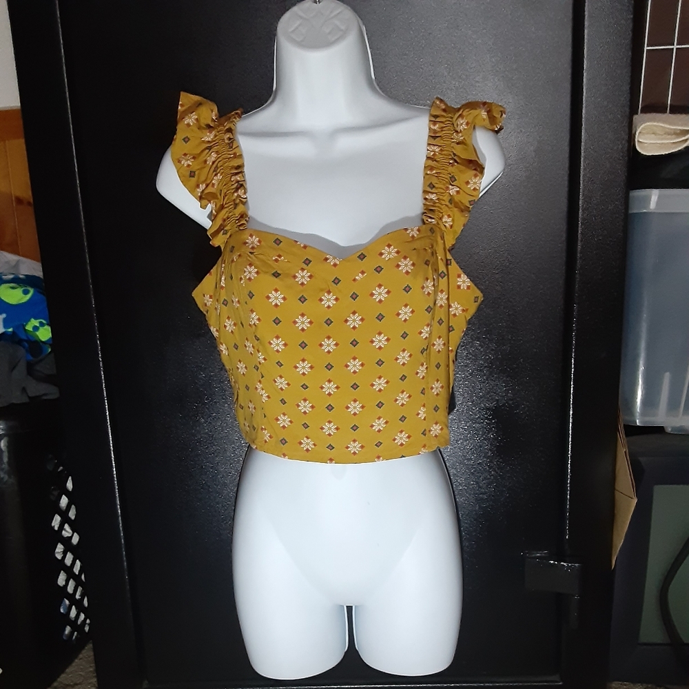 BP Crop Top Tank with Ruffeled Straps